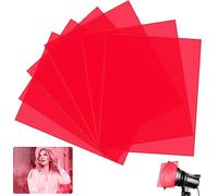DECARETA 6 PCS Filtro de Gel de Color 29,7 * 21 cm Filtros de corrección de Color de plástico Filtro de corrección Rojo Transparente para Flash Película de luz LED Video Foto