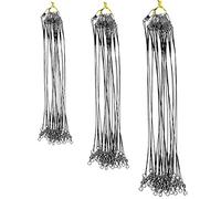 DECARETA 72 Piezas Cable del Líder de Pesca con 15/20/25cm, Alambre de Pesca de Acero Inoxidable con Giratorios y Broches de Presión para Pescar en el Mar(Color Negro)