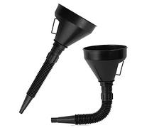 DECARETA Embudo de combustible, embudo de plástico de 2 piezas, con boquilla flexible extensible y asa, embudo de combustible para automóvil 2 en 1 para embudo de combustible para aceite y agua