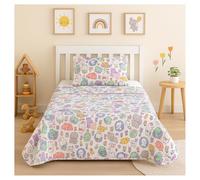 DECASATEXTIL - Colcha Infantil Cama 90 con Funda de Cojín - Colcha de Verano Transpirable y Ligera - Ropa de Cama para Niño y Niña - Colchas Lavables para Primavera Verano (Pastel Cama 90/105)