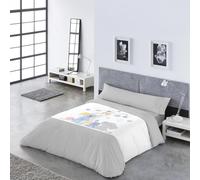 DECASATEXTIL Funda Nórdica Infantil Cama 90 -Juvenil - 3 Piezas - Funda nordica 150x255cm Bajera y Almohadón - Reversibles - Algodón/Poliéster- Suave Transpirable- YOGUI Gris Cama 90
