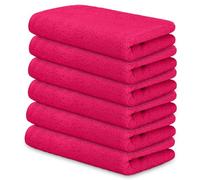 DECASATEXTIL Pack 6 Toallas Pequeñas 30x50cm Algodón 450g/m² - Suaves y Absorbentes - Toallas de Cara, Aseo o Invitados - Hogar, Hotel o SPA - Fuxia