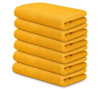 DECASATEXTIL Pack 6 Toallas Pequeñas 30x50cm Algodón 450g/m² - Suaves y Absorbentes - Toallas de Cara, Aseo o Invitados - Hogar, Hotel o SPA - Oro
