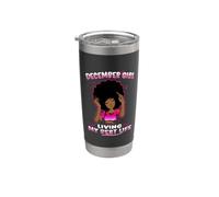 December Girl Living My Best Life Womens Funny Birthday Vaso térmico de acero inoxidable de doble pared