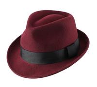 Decentron Sombrero de invierno de fieltro de lana para hombre Sombrero Fedora de ala corta, granate, 7 1/8