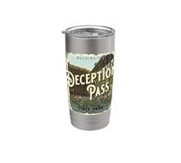 Deception Pass State Park Oak Harbor Washington Vintage Vaso térmico de acero inoxidable de doble pared