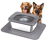 Decflow Cuenco de agua para perros de acero inoxidable de 10 L, cuencos antisalpicaduras para perros con alfombrilla de silicona XXL, comedero lento a prueba de derrames para bebedores desordenados,