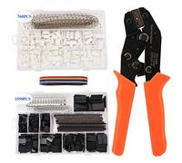 Dechengbao Dupont Crimping Tool Kit Crimpadora de trinquete con 1550PCS 2.54mm Dupont Male / Female PinConnectors y 760pcs 2.54 mm 3.96mm,etc Conectores JST-XH para AWG 26-20(0.1-0.5mm²)