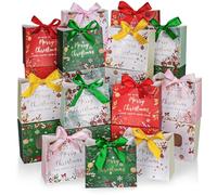 DECHISY Paquete de 25 bolsas pequeñas de regalo de Navidad a granel, bolsas de regalo de Navidad de 5.1 x 4.5 x 2.2 pulgadas, bolsa de regalo de Navidad con cinta, bolsas de dulces de Navidad, mini