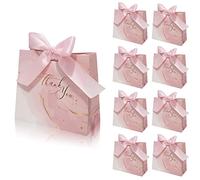 DECHISY Paquete de 30 bolsas pequeñas de regalo de agradecimiento, bolsas rosas con patrón de mármol con cinta de lazo rosa, 4.5 x 1.8 x 3 pulgadas, bolsas de papel para cumpleaños, boda, dama de