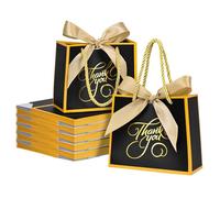 DECHISY Paquete de 50 bolsas pequeñas de regalo de agradecimiento con asa (negro)