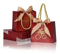 DECHISY Paquete de 50 bolsas pequeñas de regalo de agradecimiento con asa (rojo)