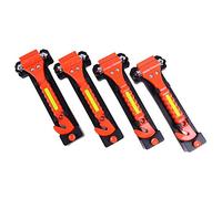 DeCho - Juego de 4 martillos de seguridad para coche, herramienta de escape de emergencia con cortador de vidrios con cortador de cinturón de seguridad y cinta reflectante