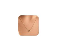 Decholly Collar de corazón de oro para mujeres y niñas, collar con colgante de corazón chapado en oro de 18 quilates, collar simple para mujeres, adolescentes y niñas, regalo de moda, Latón, No es una