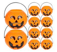 DECHOUS 10 Unidades Cubo de Fiesta de Calabaza de Halloween de Plástico Naranja para Ambientación de Mesa Interior y Almacenamiento de Dulces Diseño Distintivo y Detallado