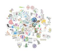 DECHOUS 100 piezas Pegatinas de Ciencia Educativas para Cuadernos y Maletas Decoraciones DIY para Aula Pegatinas de Laboratorio con Diseños Creativos y Coloridos Adhesivos de Resistentes