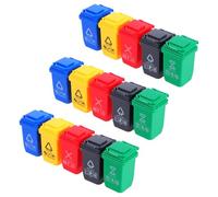 DECHOUS 15 Piezas Mini Cubos de Basura de Plástico para Casa de Muñecas Contenedores de Reciclaje en Miniatura para Decoración y Juego Educativo en Escenas Microescala