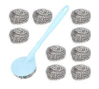 DECHOUS 1juego Estropajos de Acero Inoxidable con Cepillo de Cocina y Mango Ergonómico para Limpieza Profunda de Ollas y Sartenes Resistente y Antioxidante Uso Fácil y Color Aleatorio