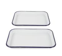 DECHOUS 2 Bandejas Rectangulares Esmaltadas para Hornear y Asar Antiadherentes Aptas para Lavavajillas Tamaños 20X30 CM y 24X34 CM Bandejas para Pizza Tartas y Uso Cocina Doméstica