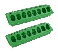 DECHOUS 2 Comederos para Pájaros de Plástico Verde 30x12,5x8 Cm Surcos Anti-Dispersion para Alimentación en Interiores y Exteriores, Suministros para Aves y Aves Silvestres