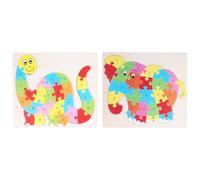 DECHOUS 2 Juegos Rompecabezas de Madera para Puzzles Educativos con Animales Dinosaurio y Elefante Abecedario de Letras Juguetes Montessori para Desarrollo Infantil
