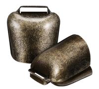 DECHOUS 2 piezas Campanas de Bronce para Ganado Colgantes de Campana Gruesa para Ovejas Caballos y Vacas Accesorio de Granja con Sonido y Alarma Anti-pérdida Estilo Pastor Color Bronce
