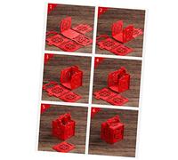 DECHOUS 2 Piezas Caracteres Auspiciosos Chinos Titular De Postre Caja De Dulces De Madera Bandeja De Madera Para Servir Cajas De Embalaje Chinas Favores De Bambú Borla Novia Dulces Felices