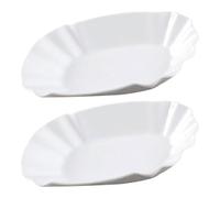 DECHOUS 2 Piezas Plato para Patatas Fritas, Plato para Aperitivos de Cerámica Blanco, para Servir Snacks, Salsas y Condimentos, Uso en Cocina y Camping, Decoración de Mesa