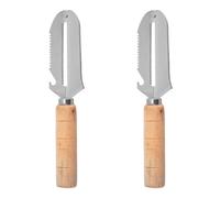 DECHOUS 2 Piezas Unidades Pelador Multifuncional con Abridor de Botellas Cuchilla Acero Inoxidable y Mango de Madera Ergonómico Pelador para Frutas Patatas Calabaza y Papaya Gadget Cocina