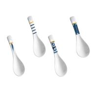DECHOUS 4 Cucharas de Sopa de Cerámica Japonesas Antideslizantes, Diseño Sencillo y Funcional para Servir Comida Hogar o Restaurante
