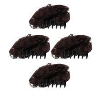 DECHOUS 4 Piezas de Pinzas para Moño Doble para Mujer Postizos Clip Color Marrón Oscuro Extensiones de Cabello Resistentes al Calor para Recogidos y Moños Despeinados Accesorios para