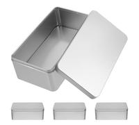DECHOUS 4 Piezas Embalaje Caja de Hojalata Vacia Rectangular Plateada para Dulces Contenedor Organizador Portátil Pequeño Caja de Hojalata para Galletas y Aperitivos