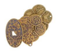 DECHOUS 4 Piezas Monedas de Adivinación Chinas de Latón Dorado Diseño Antiguo para Decoración Feng Shui Que Atraen Energía Positiva y Prosperidad