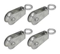 DECHOUS 4 Piezas Polea de Cable de Acero Galvanizado para Elevación con Cojinete de Bolas, Capacidad 30kg, Color Plata, Rueda Flexible para Uso Industrial y Doméstico