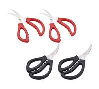 DECHOUS 4 Tijeras Cuchillas Ultra Afiladas de Acero Inoxidable de Cocina Multifuncionales Negro y Rojo en Pack de 4 Unidades para Mariscos y