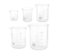 DECHOUS 5 Vasos Medidores de Vidrio de Alta Borosilicato Resistentes al Calor para Lecciones de Química Estudiantil y Líquidos en Ebullición, Fácil Limpieza y Medición Precisa