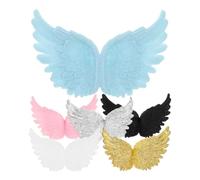 DECHOUS 6 Piezas Adornos de Alas de Ángel de Plástico Blanco para Decoración de Tartas Navideñas, Accesorios Fáciles de Usar y Multipropósito para Fiestas y Manualidades Color Aleatorio