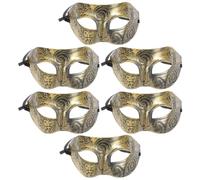 DECHOUS 6 Piezas Máscara de Mascarada para Hombres, Máscara de Hombre Antiguo, Vintage, Plástico Dorado, No Irrita la Cara, Accesorio de Cosplay, para Fiesta de Disfraces y Halloween