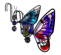 DECHOUS Adorno de de Hierro y Vidrio para Macetas Decoración Colgante para Jardín y Exteriores Juego de 2 Piezas Azul y Rosa con Gancho para Colgar Adecuado para Macetas y Espacios