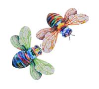 DECHOUS Adornos Colgantes de Abeja de Hierro 2 Piezas Alas Verdes y Naranjas Decoración Mural Metálica para Jardín y Patio Arte Decorativo Resistente para Exteriores E Interiores