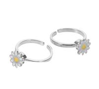 DECHOUS Anillos Giratorios Ajustables para Aliviar Ansiedad Anillo Abierto de Alta Velocidad Diseño de Flor Plateada 2 Piezas para Uso Diario y Juguetes de Escritorio