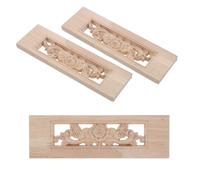 DECHOUS Apliques de Madera Tallada sin Pintar para Muebles Decoraciones de Esquina de 6X18 CM Estilo Europeo Rosas Juego de 3 Piezas para Armarios Cajones y Proyectos DIY