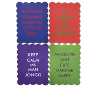 DECHOUS Barajador de Cartas para Fichas de Mahjong 4 Piezas de PVC Colorido con Bordes Ondulados y Proverbios Divertidos Accesorios Portátiles para Mezclar Fichas en Juegos y Reuniones