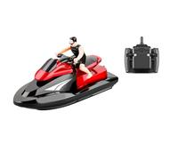DECHOUS Barco RC Rápido Eléctrico de 24 GHz con 1 Batería Moto Acuática Teledirigida Roja Velocidad hasta 20 Km/H Autonomía 15-18 Minutos Alcance 80 M Resistente al Agua