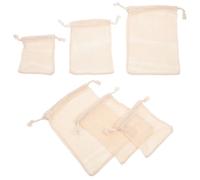 DECHOUS Bolsas de Malla de Algodón Cordón Ajustable 6 Piezas 15X18 10X11 12X14 CM Reutilizables y Ecológicas para Almacenar Frutas y Verduras Organizadoras Multifuncionales Hogar