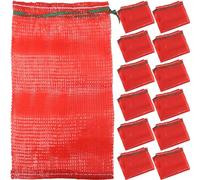 DECHOUS Bolsas de Malla Reutilizables para Productos Agrícolas 25 Piezas Tamaño 47X27 CM Color Rojo Cordón Ajustable para Almacenamiento de Verduras y Frutas Resistentes y