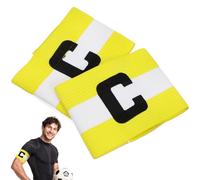 DECHOUS Brazaletes de Capitán de Fútbol Ajustables 9x30 Cm, Nylon Resistente, Colores Amarillo y Claro, Brazaletes Deportivos para Líderes de Equipo en Entrenamientos y Partidos al Aire