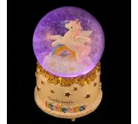 DECHOUS Caja de Música para Cumpleaños Luminosa de Cristal Unicornio | Adorno de Mesa Transparente, Resina y Vidrio, Estilo Moderno para Dormitorio y Alféizar