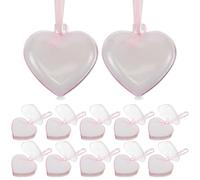 DECHOUS Cajas de Corazón Semitransparente Rosa 15 Piezas, Cajas de Dulces Rellenable para San Valentín, Decoración Colgante para Fiestas y Eventos Románticos, Joyero Portátil para Regalos