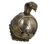 DECHOUS Cenicero Metálico con Tapa Abatible a Prueba de Viento, Diseño Serpiente Vintage en Color Bronce Antiguo, para Interior y Exterior, Cenicero Pequeño Decorativo para Hogar y Patio